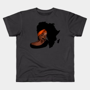 African Woman, Afro Woman, Africa Map Kids T-Shirt